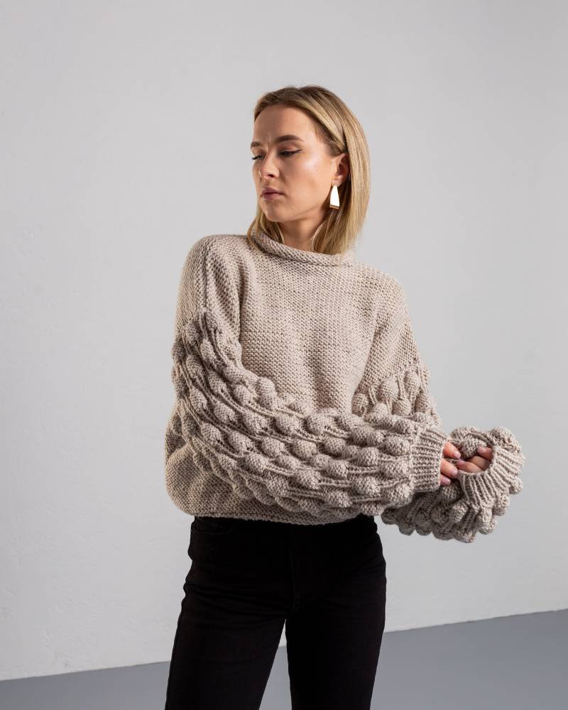 Gehäkelte Pastell Merino Alpaka Wolle Herbst Pullover Frauen, Grobstrick Pullover, Frauen Kleidung, Strick, Strickpullover von WoolpointKnitwear