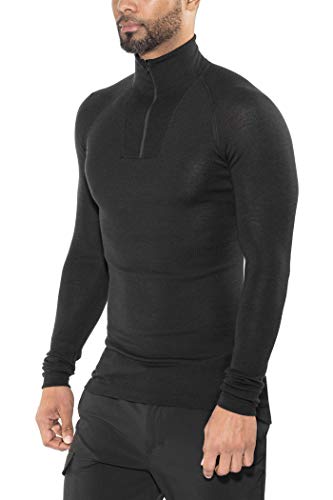 Woolpower Lite Rollkragen-Sweatshirt mit Half Zip, Schwarz 2023 Unterwäsche von Woolpower