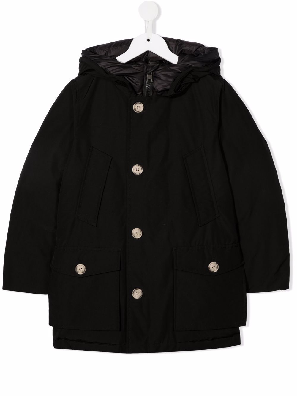 Woolrich Kids Kapuzenmantel mit Knopfleiste - Schwarz von Woolrich Kids