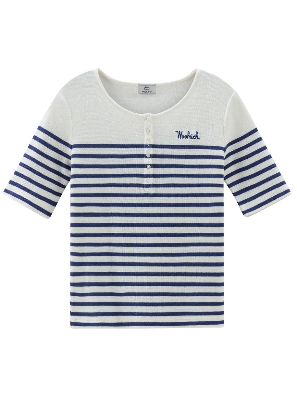 Woolrich Gestreiftes T-Shirt mit Logo-Stickerei - Blau von Woolrich