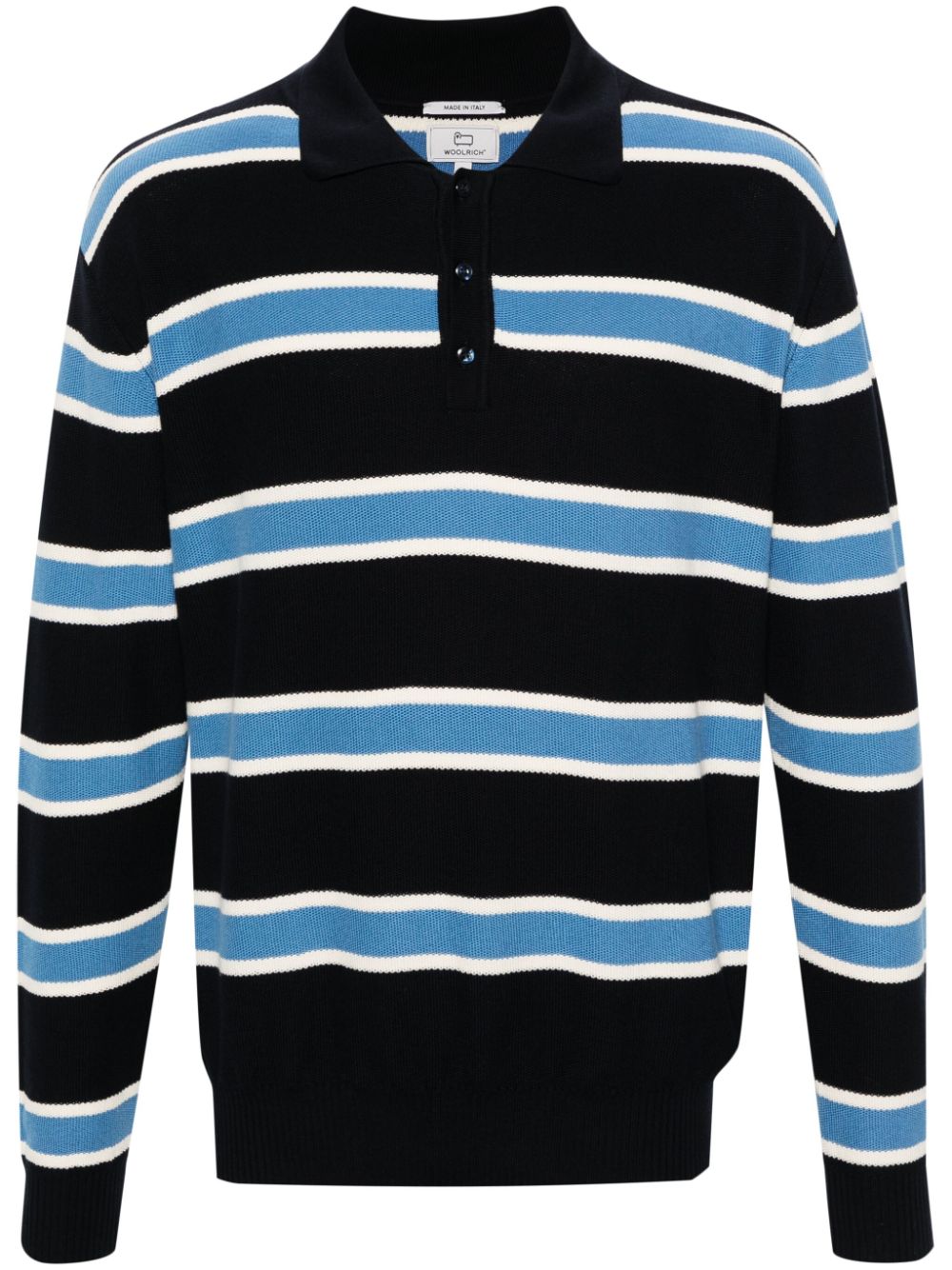 Woolrich Gestricktes Melton Poloshirt mit Streifen - Blau von Woolrich