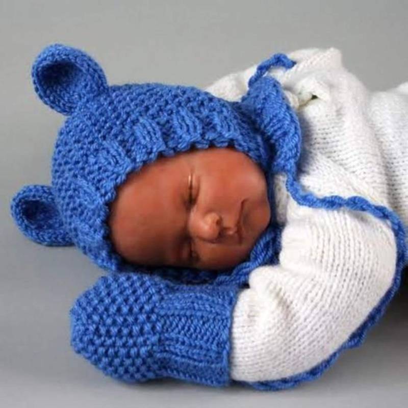 Handgestrickte Baby Bär Mütze Und Handschuhe Set Neugeborenen Fotorequisite Handgestrickte Baby Bär Mütze Und Handschuhe Set Neugeborenen Fotorequisite von WoolyThinker