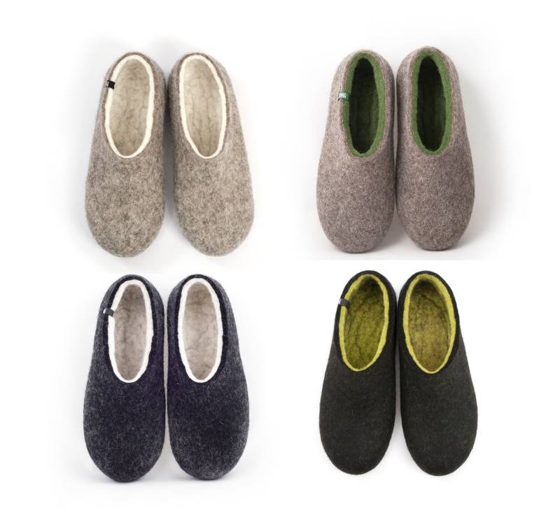 Herren Hausschuhe Aus Wolle Große Größe Gefilzte Mit Latexsohlen von Wooppers