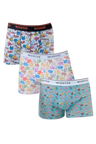 Wooster WOOSTERBOXER Herren Boxershorts - 3 Pack (DE/NL/SE/PL, Alphanumerisch, XL, XXL, Regular, Regular, weiße, Minze) von Wooster