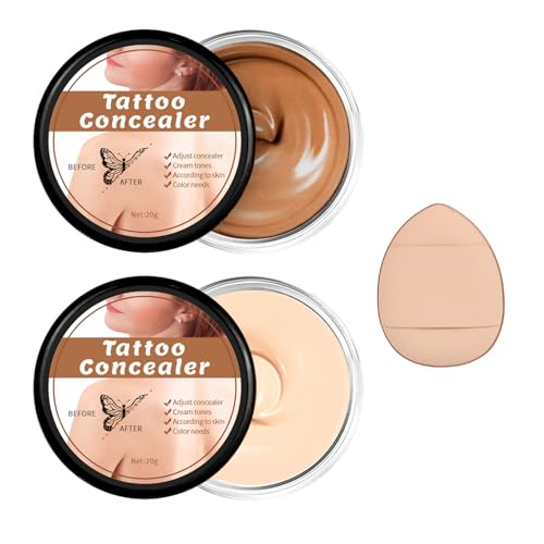 Two-Tone Waterproof Tattoo Cover Concealer, Body Coverage Perfector, Mixable Makeup Concealer for Covering Tattoo, Scar, Mole Pigment Spots, Suitable for All Skin Tones, Mit Puderquaste Two-Tone Waterproof Tattoo Cover Concealer, Body Coverage Perfector, Mixable Makeup Concealer for Covering Tattoo, Scar, Mole Pigment Spots, Suitable for All Skin Tones, Mit Puderquaste von Wootapson