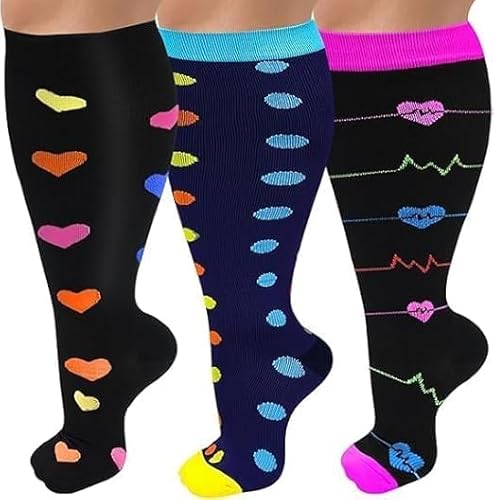 3 Paar Kompressionsstrümpfe Damen Herren Stützstrümpfe Thrombosestrümpfe xxl Dicke Kniestrümpfe Kompressionsstrumpf Compression Socks Kompressionsstruempfe Women Flug Sport Reise Socken Reisestrümpfe von Woplagyreat