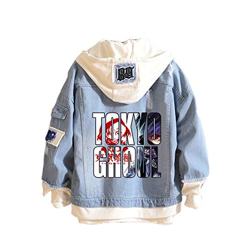 Unisex Anime Tokyo Ghoul Hoodie Kaneki Ken Sweatshirt Jacke Gefälschte Zweiteilige Jeansjacke mit Kapuze Adult Cosplay Pullover von WorClub
