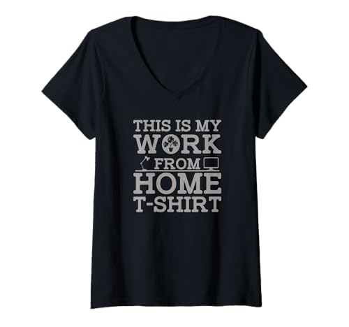 Damen This Is My Work From Home T-Shirt Home-Based Worker Humor T-Shirt mit V-Ausschnitt von Work From Home Vibes