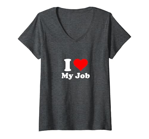Ich Liebe Meinen Job T-Shirt mit V-Ausschnitt, Damen, Anthrazit Meliert, M Ich Liebe Meinen Job T-Shirt mit V-Ausschnitt, Damen, Anthrazit Meliert, M von Work Gifts