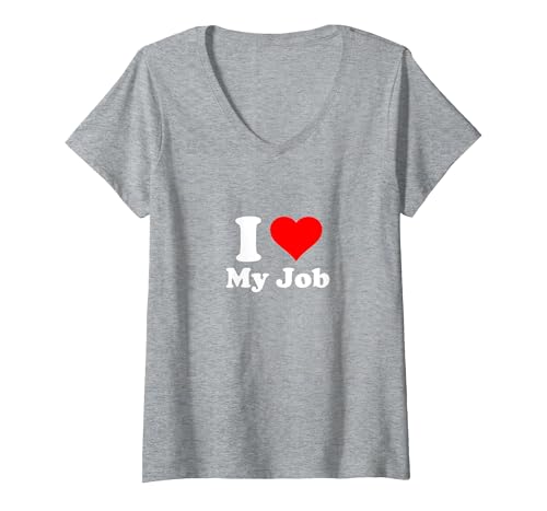Ich Liebe Meinen Job T-Shirt mit V-Ausschnitt, Damen, Grau Meliert, S Ich Liebe Meinen Job T-Shirt mit V-Ausschnitt, Damen, Grau Meliert, S von Work Gifts