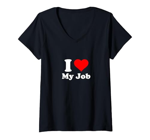 Ich Liebe Meinen Job T-Shirt mit V-Ausschnitt, Damen, Schwarz, S Ich Liebe Meinen Job T-Shirt mit V-Ausschnitt, Damen, Schwarz, S von Work Gifts