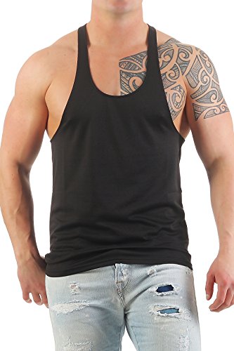 Herren Stringer Bodybuilding Tank Top Muskel Shirt Vest, Größe:L, Farbe:Schwarz von Work Hard