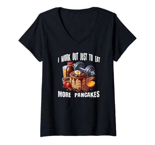 Damen Workout to Eat More Pancakes - Funny Gym T-Shirt mit V-Ausschnitt Damen Workout to Eat More Pancakes - Funny Gym T-Shirt mit V-Ausschnitt von Work Out Just to Eat More Pancakes Collection