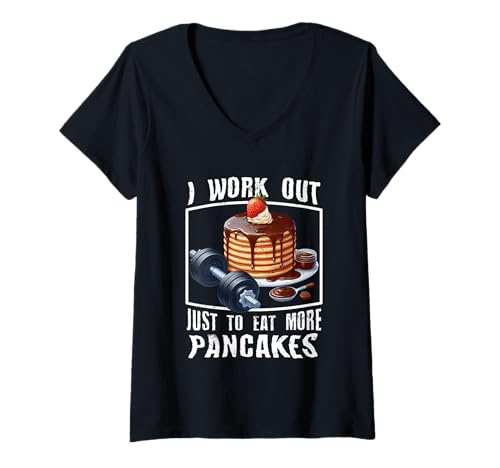 Damen Workout to Eat More Pancakes - Funny Gym T-Shirt mit V-Ausschnitt Damen Workout to Eat More Pancakes - Funny Gym T-Shirt mit V-Ausschnitt von Work Out Just to Eat More Pancakes Collection