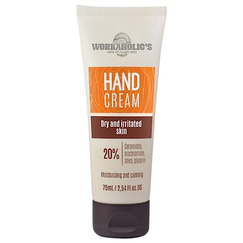 Workaholic's - Ceramide Handcreme für trockene und rissige Hände, Hand Cream mit Niacinamide, Sheabutter und Glycerin, optimale Handpflege für Männer und Frauen, schnell einziehend, 75 ml von Workaholic's care of rough skin