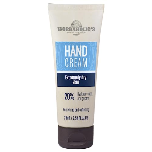 Workaholic's - Hyaluron Handcreme für sehr trockene und rissige Hände, Hand Cream mit Hyaluronsäure und Sheabutter, optimale Handpflege für Männer und Frauen, schnell einziehend, 75 ml von Workaholic's care of rough skin