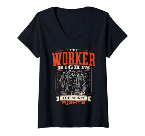 Damen Arbeitnehmerrechte sind Menschenrechtsprotest T-Shirt mit V-Ausschnitt von Workers Resist Protest Oligarchs Billionaires Tee