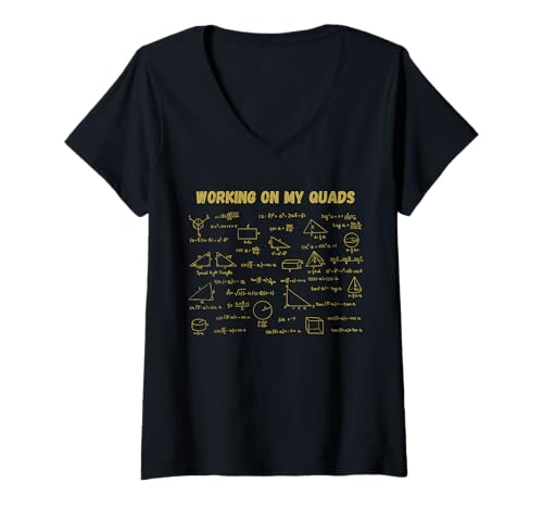 Damen Mathletik arbeitet an Meinem Quads-Algebra-Mathematiklehrer T-Shirt mit V-Ausschnitt von Working On My Quads Algebra