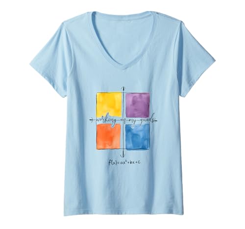 Damen Mathletik arbeitet an Meinem Quads-Algebra-Mathematiklehrer T-Shirt mit V-Ausschnitt von Working On My Quads Algebra
