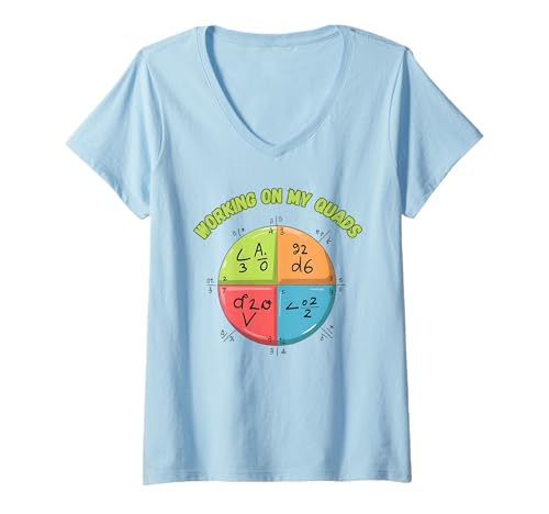 Damen Mathletik arbeitet an Meinem Quads-Algebra-Mathematiklehrer T-Shirt mit V-Ausschnitt von Working On My Quads Algebra
