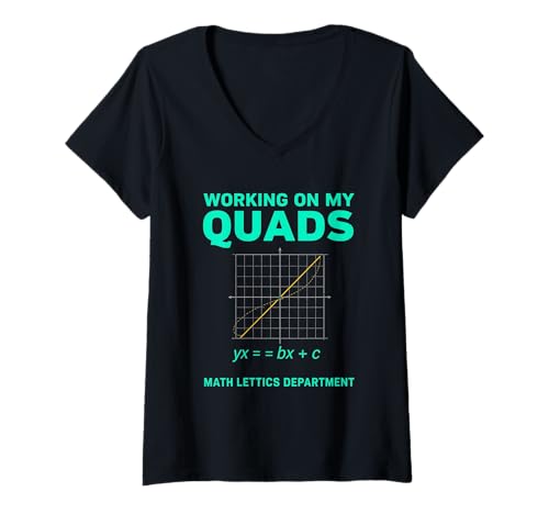 Damen Mathletik arbeitet an Meinen Quads T-Shirt mit V-Ausschnitt von Working On My Quads Mathematician Math Teacher