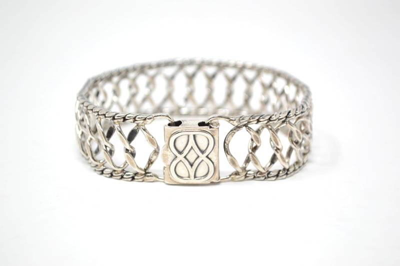 Vintage Designer Danecraft Woven Link Sterling Silber Armband - Ineinander Verschlungenes Design von Working925Jewelry