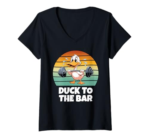 Damen Duck to The Bar Funny Duck Fitness Gym T-Shirt mit V-Ausschnitt Damen Duck to The Bar Funny Duck Fitness Gym T-Shirt mit V-Ausschnitt von Workout Ente lustige Fitness und Fitnessmotivation