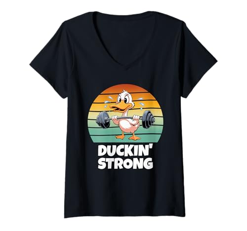Damen Duckin' Strong Funny Duck Fitness Gym T-Shirt mit V-Ausschnitt Damen Duckin' Strong Funny Duck Fitness Gym T-Shirt mit V-Ausschnitt von Workout Ente lustige Fitness und Fitnessmotivation