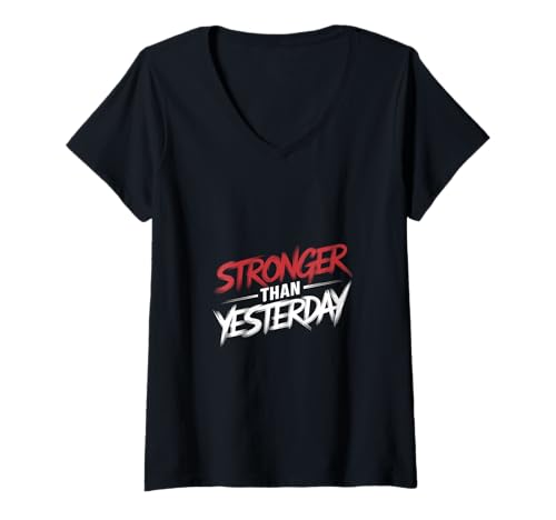Damen Stärker als gestern - Stronger Yesterday Gym T-Shirt mit V-Ausschnitt Damen Stärker als gestern - Stronger Yesterday Gym T-Shirt mit V-Ausschnitt von Workout Motivation Inspiration Growth Mindset