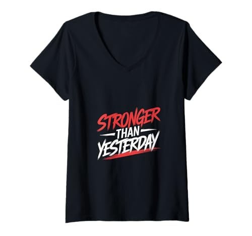 Damen Stärker als gestern - Stronger Yesterday Gym T-Shirt mit V-Ausschnitt Damen Stärker als gestern - Stronger Yesterday Gym T-Shirt mit V-Ausschnitt von Workout Motivation Inspiration Growth Mindset