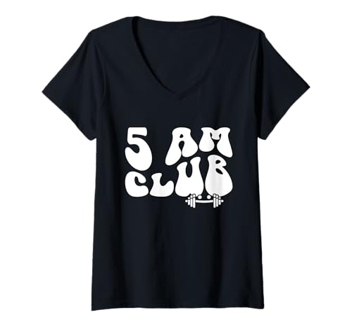 Damen 5 Uhr Club Gym Fitness & Workout Crew T-Shirt mit V-Ausschnitt Damen 5 Uhr Club Gym Fitness & Workout Crew T-Shirt mit V-Ausschnitt von Workout Squad 5 am Gym Motivation Quote