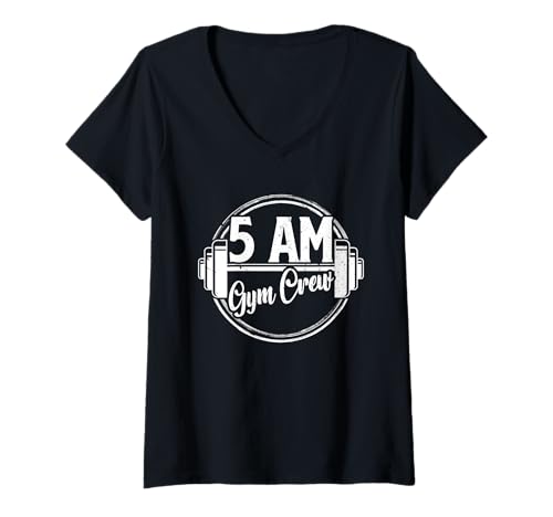Damen 5 Uhr Gym Crew T-Shirt mit V-Ausschnitt Damen 5 Uhr Gym Crew T-Shirt mit V-Ausschnitt von Workout Squad 5 am Gym Motivation Quote