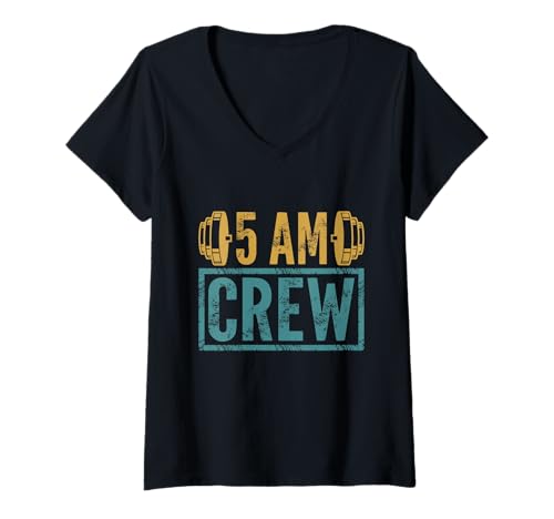 Damen 5 Uhr Gym Crew T-Shirt mit V-Ausschnitt Damen 5 Uhr Gym Crew T-Shirt mit V-Ausschnitt von Workout Squad 5 am Gym Motivation Quote