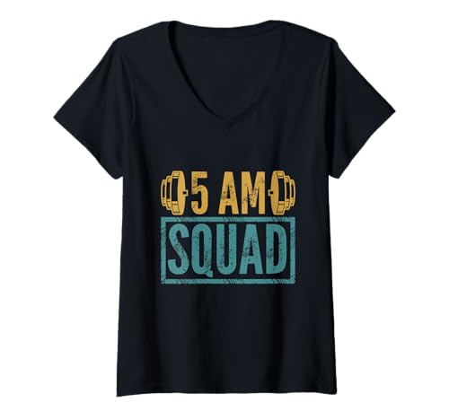 Damen 5 Uhr Gym Squad T-Shirt mit V-Ausschnitt Damen 5 Uhr Gym Squad T-Shirt mit V-Ausschnitt von Workout Squad 5 am Gym Motivation Quote