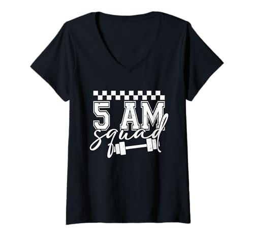 Damen 5 Uhr Kader T-Shirt mit V-Ausschnitt Damen 5 Uhr Kader T-Shirt mit V-Ausschnitt von Workout Squad 5 am Gym Motivation Quote