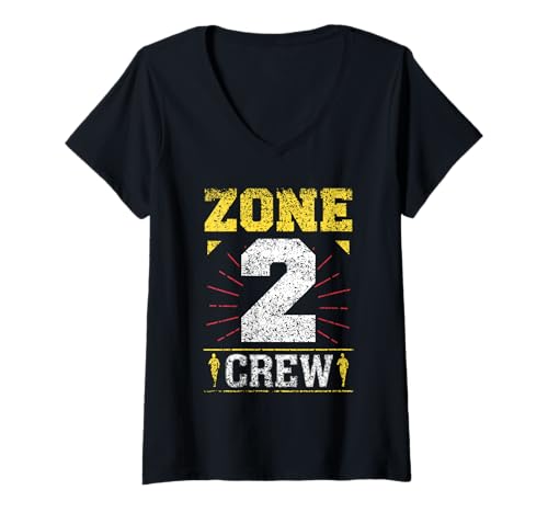 Damen Zone 2 Besatzung Training Ausdauer Kardio Fitness Zone 2 T-Shirt mit V-Ausschnitt von Workout Zone 2 Kardio Low-Intensity Zone 2 Crew