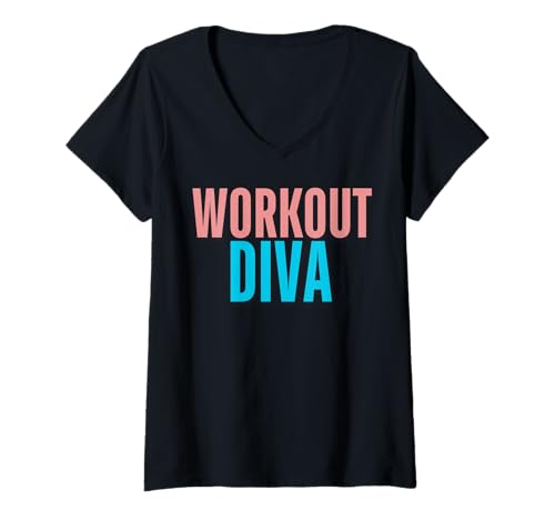 Damen Street Athletic Sportswear Workout Diva T-Shirt mit V-Ausschnitt Damen Street Athletic Sportswear Workout Diva T-Shirt mit V-Ausschnitt von Workout and motivational quotes