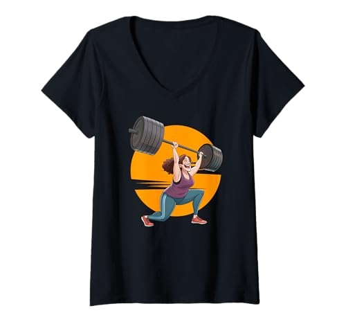 Damen Workout Hanteltraining Sportbekleidung Damen T-Shirt mit V-Ausschnitt Damen Workout Hanteltraining Sportbekleidung Damen T-Shirt mit V-Ausschnitt von Workout and motivational quotes