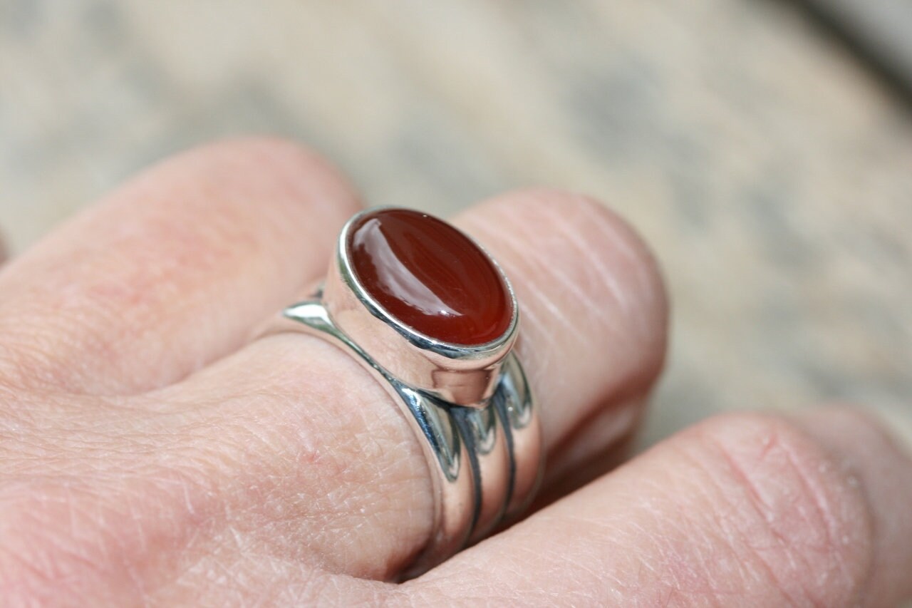Silberringe, Handgemachter Silberring, Roter Achatring, Silberring Mit Achatstein, Kostenloser Versand Silberringe, Handgemachter Silberring, Roter Achatring, Silberring Mit Achatstein, Kostenloser Versand von WorksandCrafts