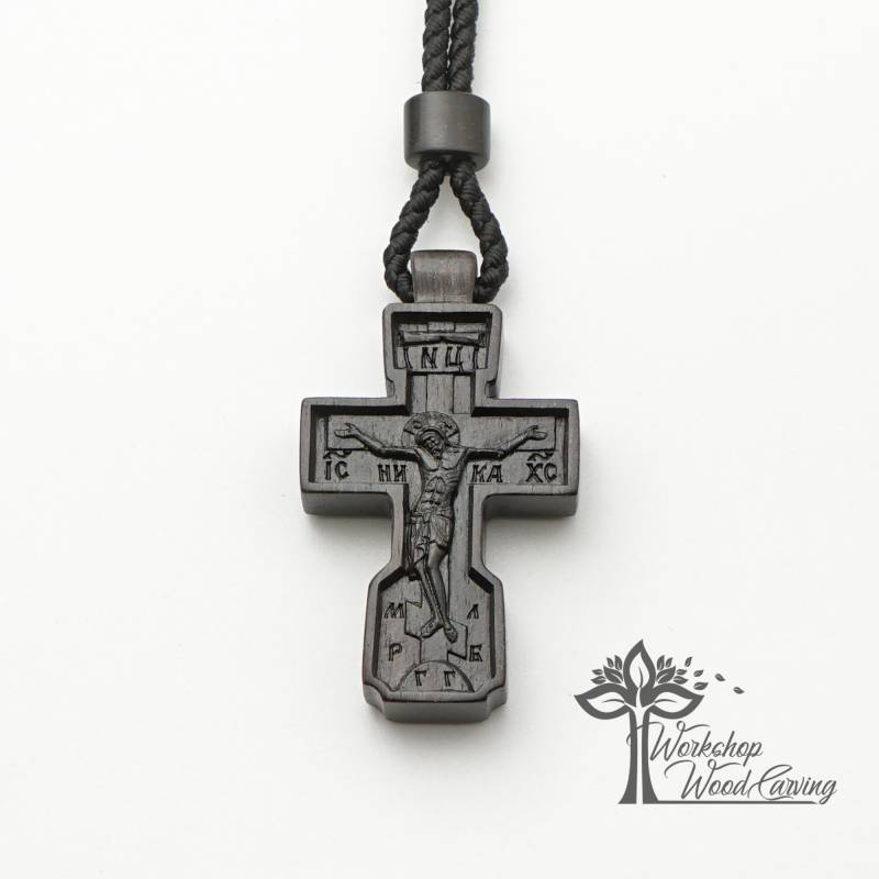 Handgeschnitzte Ebenholz Kreuz Halskette Christliches Religiöses Geschenk Handgeschnitzte Ebenholz Kreuz Halskette Christliches Religiöses Geschenk von WorkshopWoodCarving