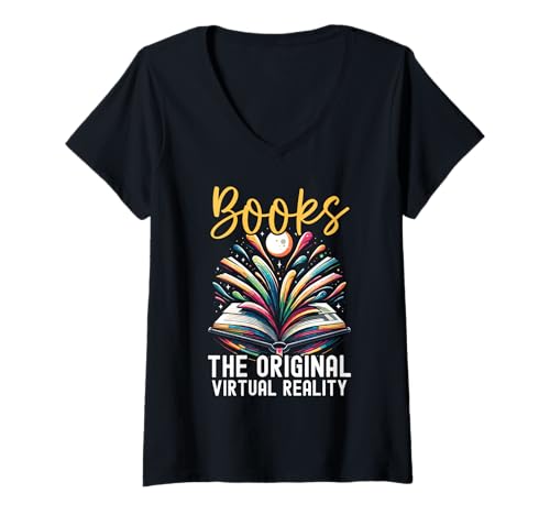 Damen Book Lover Bookworm Books and Reading Welttag des Buches T-Shirt mit V-Ausschnitt von World Book Day Book Lover Bookworm