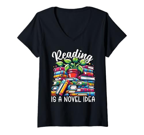 Damen Book Lover Bookworm Books and Reading Welttag des Buches T-Shirt mit V-Ausschnitt von World Book Day Book Lover Bookworm