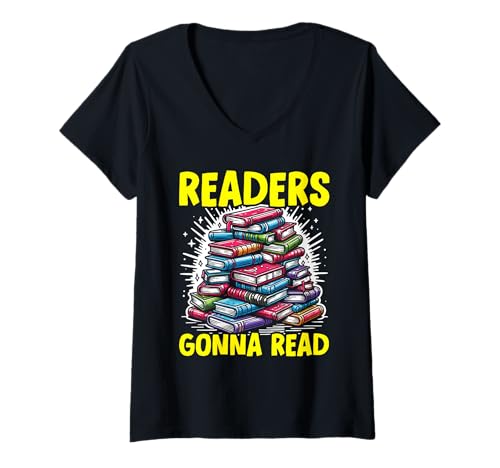 Damen Book Lover Bookworm Books and Reading Welttag des Buches T-Shirt mit V-Ausschnitt von World Book Day Book Lover Bookworm