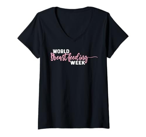 Damen Stillzeit Mutterschaft Bewusstsein Welt Stillwoche 2025 T-Shirt mit V-Ausschnitt von World Breastfeeding Week 2025 IBCLC Cute Tee Store