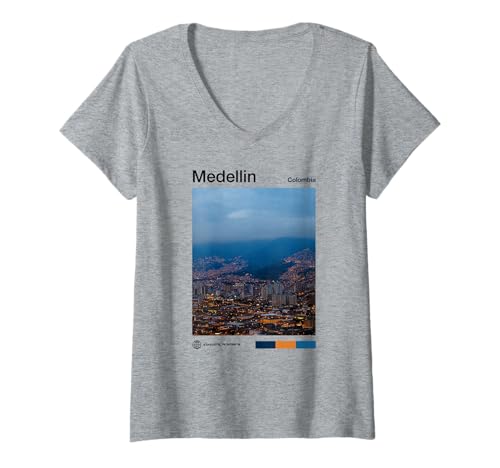 Damen Medellin Travel Art - Medellin Souvenir Colombia - Colombian T-Shirt mit V-Ausschnitt Damen Medellin Travel Art - Medellin Souvenir Colombia - Colombian T-Shirt mit V-Ausschnitt von World Travel Art Set