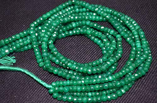 World Wide Gems Beads Gemstone AAA Quality Dyed Smaragd Micro (Maschinenschnitt) Faceted 3,5 bis 4,75 mm ca. 16 Zoll Strand Each, Packung mit 5 Strands Code-High-45435, Large, Edelstein Metall Stein von World Wide Gems