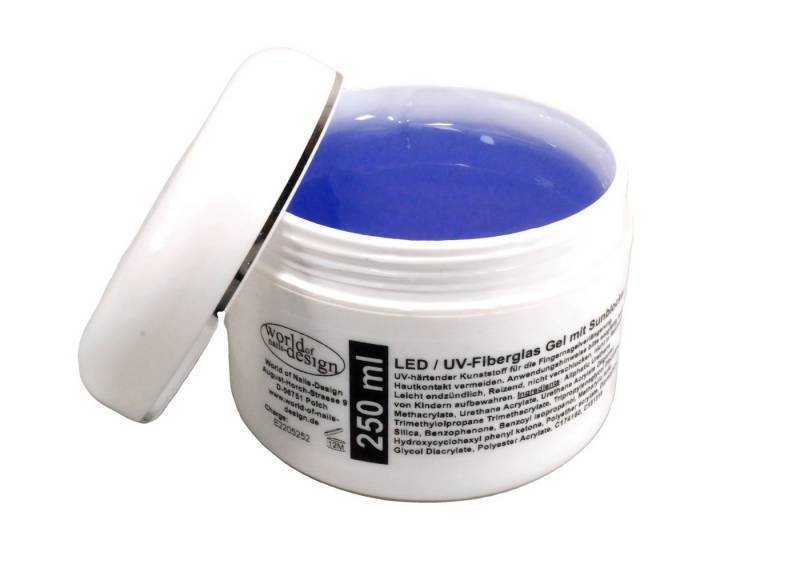 World of Nails-Design UV-Gel LED/UV-Fiberglas Gel klar 1 Phasengel, Aufbaugel mit Sunblocker, professionelle Studioqualität von World of Nails-Design