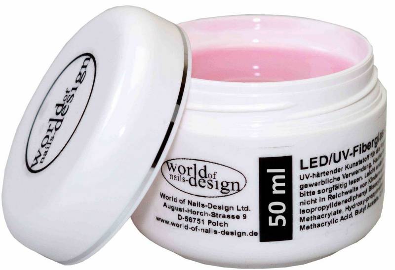 World of Nails-Design UV-Gel LED/UV-Fiberglas Gel dickviskose milchig rosa 1 Phasengel, Aufbaugel, professionell Studioqualität von World of Nails-Design