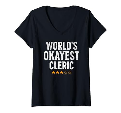 Damen World's Okayest Cleric Humor Lustiges T-Shirt T-Shirt mit V-Ausschnitt Damen World's Okayest Cleric Humor Lustiges T-Shirt T-Shirt mit V-Ausschnitt von World's Okayest Cleric Humor Funny Tee Co.