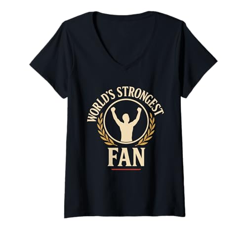 Damen Strongman Atlas Stone Truck Pull Training Dad Fan Crew T-Shirt mit V-Ausschnitt Damen Strongman Atlas Stone Truck Pull Training Dad Fan Crew T-Shirt mit V-Ausschnitt von World’s Strongest Man Heavy Lifting Wife Power